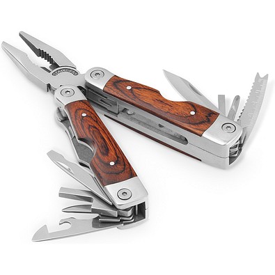 MAGNUM. Multifunktionswerkzeugset aus Edelstahl mit Holzdetails, Natur - dunkel