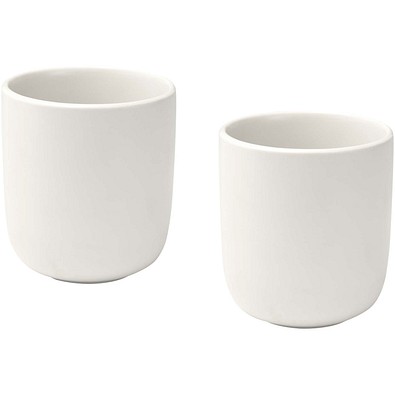 Male 200 ml Keramiktassen – 2er-Set, weiss