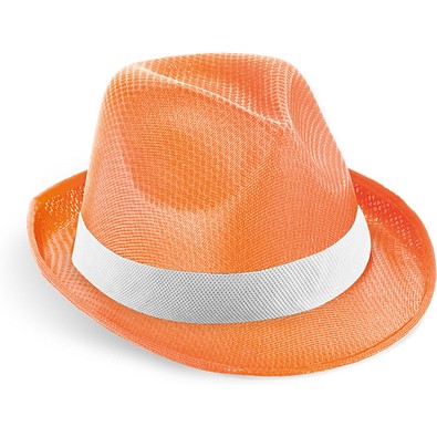 MANOLO POLI. Hut aus PP mit weißen Band aus Polyester, Orange