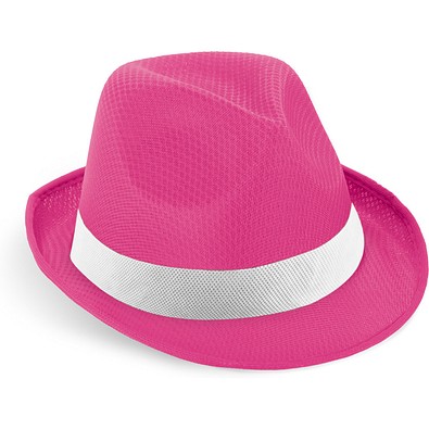 MANOLO POLI. Hut aus PP mit weißen Band aus Polyester, Rosa