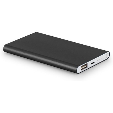 MARCET. Powerbank Slim 4'000 mAh aus 70 % recyceltes ABS (70% rABS) und 30 % recyceltes Aluminium (30% rAL), Schwarz