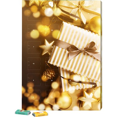 Marken Wand Adventskalender, Alpenmilch-Schokotäfelchen, Gold-Paket