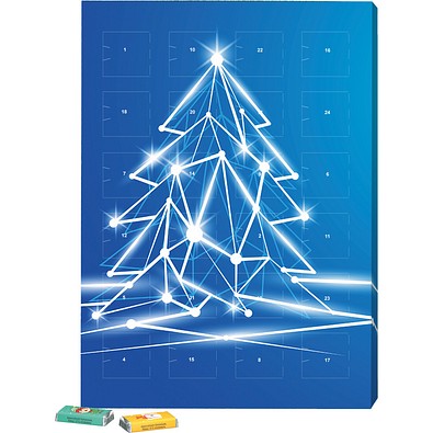 Marken Wand Adventskalender, Alpenmilch-Schokotäfelchen, LED Tanne