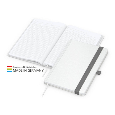 Geiger-Notes Match-Book Creme Bestseller Notizbuch Natura A4, inkl. Druck, silbergrau