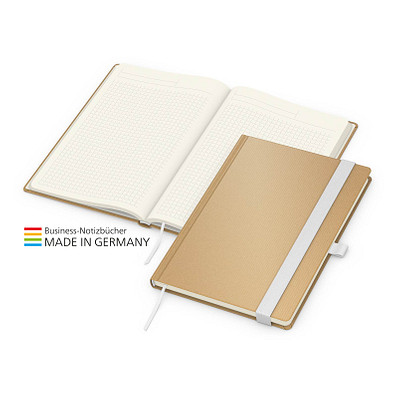 Geiger-Notes Match-Book Creme Bestseller Notizbuch Natura braun A5, inkl. Druck, weiß