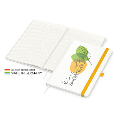 Geiger-Notes Match-Book green+blue Notizbuch A4 Cover-Star Recycling-Matt, inkl. Druck auf Einband , gelb