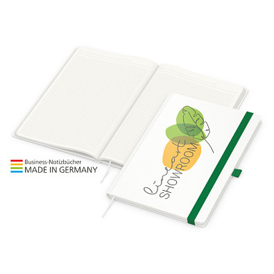 Geiger-Notes Match-Book green+blue Notizbuch A4 Cover-Star Recycling-Matt, inkl. Druck auf Einband, grün