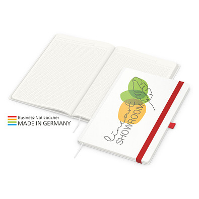 Geiger-Notes Match-Book green+blue Notizbuch A4 Cover-Star Recycling-Matt, inkl. Druck auf Einband, rot