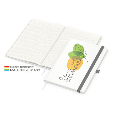 Geiger-Notes Match-Book green+blue Notizbuch A4 Cover-Star Recycling-Matt, inkl. Druck auf Einband, silbergrau