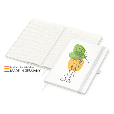 Geiger-Notes Match-Book green+blue Notizbuch A4 Cover-Star Recycling-Matt, inkl. Druck auf Einband, weiß