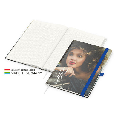 Geiger-Notes Match-Book green+blue Notizbuch A4 Natura Recycling, inkl. Druck, mittelblau