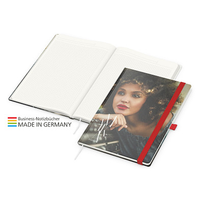 Geiger-Notes Match-Book green+blue Notizbuch A4 Natura Recycling, inkl. Druck, rot