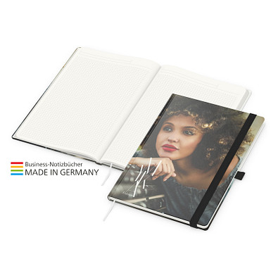 Geiger-Notes Match-Book green+blue Notizbuch A4 Natura Recycling, inkl. Druck, schwarz