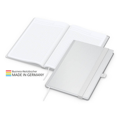 Geiger-Notes Match-Book White Bestseller Notizbuch A5 Cover-Star matt, inkl. Druck, weiß