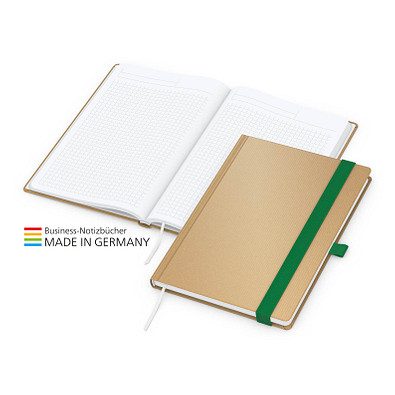 Geiger-Notes Match-Book White Bestseller Notizbuch A5 Natura braun, inkl. Druck, grün