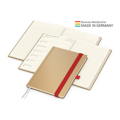 Geiger-Notes Match-Hybrid Creme Bestseller Notizbuch, Natura braun, inkl. Druck, rot