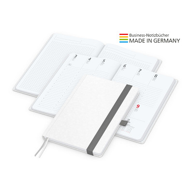Geiger-Notes Match-Hybrid White Bestseller Notizbuch A4, Natura, inkl. Druck, silbergrau