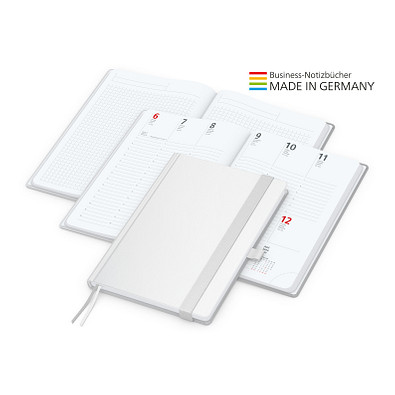 Geiger-Notes Match-Hybrid White Bestseller Notizbuch A5, Cover-Star gloss-, inkl. Druck, weiß