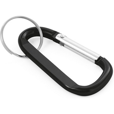 MATTHEW. Karabinerclip aus Aluminium mit Schlüsselring, Schwarz
