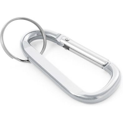 MATTHEW. Karabinerclip aus Aluminium mit Schlüsselring, Silber