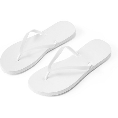 MAUPITI L / XL. Bequeme Flip-Flops mit PE-Sohle und PVC-Riemen, Weiß