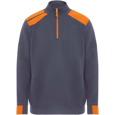 Maverick Pullover für Herren mit halbem Reißverschluss, 280 g/m2, blei/orange, 3XL