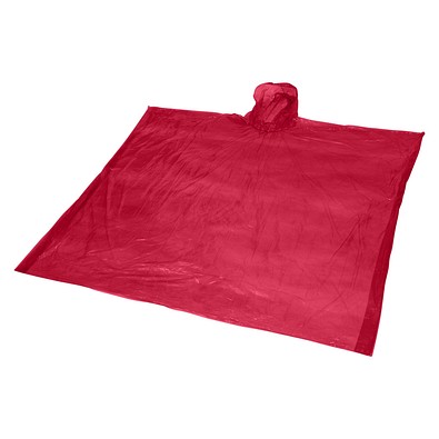 Mayan Regenponcho mit Aufbewahrungstasche aus recyceltem Kunststoff, rot
