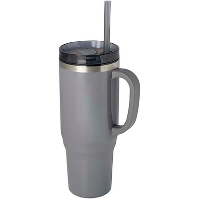 Melbourne 1200 ml RCS-zertifizierter Isolierbecher mit Strohhalm, grau