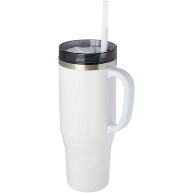 Melbourne 1200 ml RCS-zertifizierter Isolierbecher mit Strohhalm, weiss