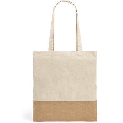 MERCAT. Tasche aus 100% Baumwolle (160 g/m²) mit Details aus Jute-Imitat, Natur
