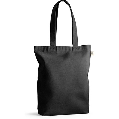 MERIDA. Tragetasche (220 g/ m²) aus Baumwolle (50%), recycelter Baumwolle (30%) und polyester (20% rPET), Schwarz