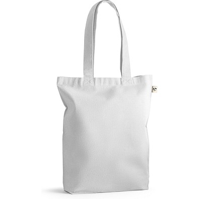 MERIDA. Tragetasche (220 g/ m²) aus Baumwolle (50%), recycelter Baumwolle (30%) und polyester (20% rPET), Weiß