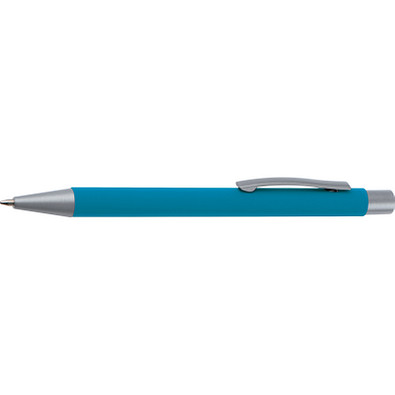 LANCE® Softtouch Metallkugelschreiber Abu-Dhabi, Beschläge silber matt, blaue Mine, hellblau