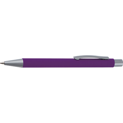 LANCE® Softtouch Metallkugelschreiber Abu-Dhabi, Beschläge silber matt, blaue Mine, violett