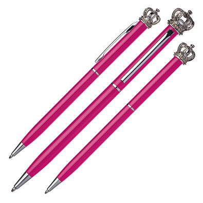 Metall-Drehkugelschreiber Crown, blaue Mine, Pink