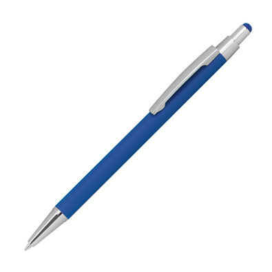 Metall-Druckkugelschreiber mit Touchfunktion, blaue Mine, blau