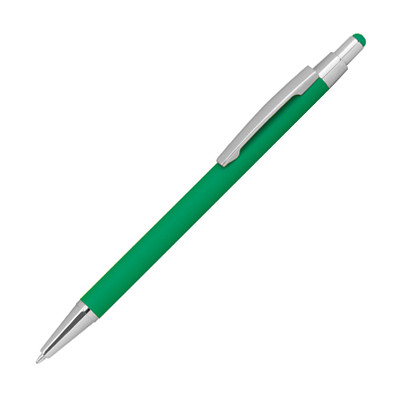Metall-Druckkugelschreiber mit Touchfunktion, blaue Mine, grün