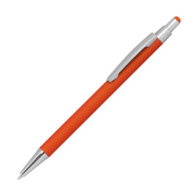 Metall-Druckkugelschreiber mit Touchfunktion, blaue Mine, orange