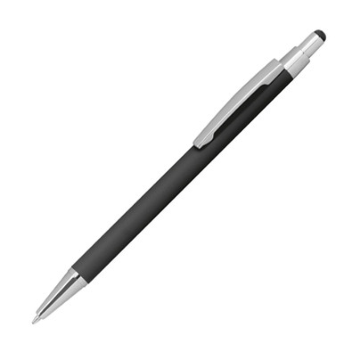 Metall-Druckkugelschreiber mit Touchfunktion, blaue Mine, schwarz