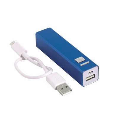 Metall-Ladegerät Powerbank, 2.200 mAh, blau