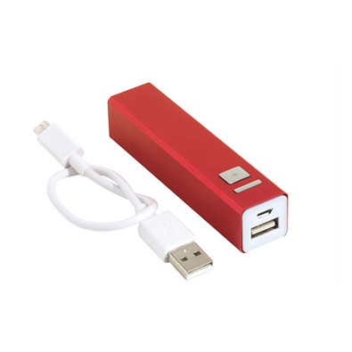 Metall-Ladegerät Powerbank, 2.200 mAh, rot