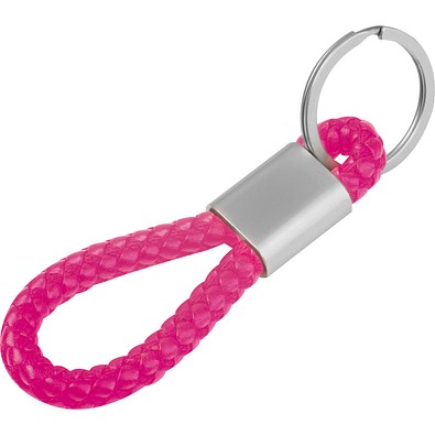 Metall-Schlüsselanhänger mit Kordel ERNEST, pink