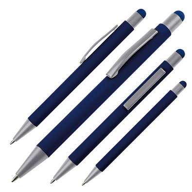 Metall-Druckkugelschreiber mit Touch-Funktion Salt Lake City, blaue Mine, dunkelblau