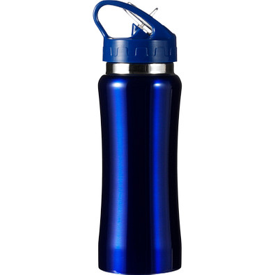 Metall-Trinkflasche Energy, ohne Trinkhalm, 600 ml, blau