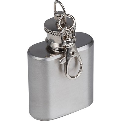 Mini Flachmann als Schlüsselanhänger, silbergrau
