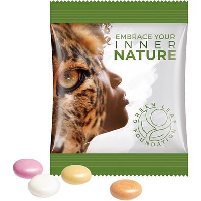 Minitüte, 8 g, Folie weiß, Mentos Kaudragee Fruit, inkl. Druck