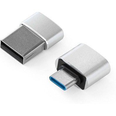 MINSKY. Set aus 2 Aluminium USB-A / USB-C Adaptern, Satinsilber
