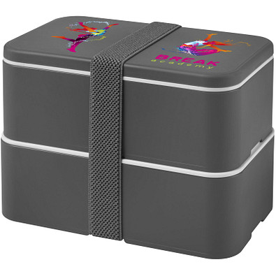 MIYO Doppel-Lunchbox, doppellagig, grau