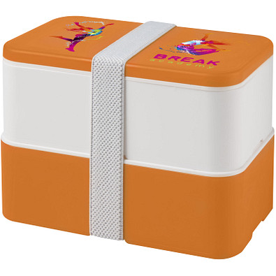 MIYO Doppel-Lunchbox, doppellagig, orange, weiß, weiß