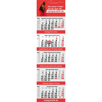 Geiger-Notes Monatskalender Grande Wire-O 5 Bestseller, inkl. Druck, hellgrau